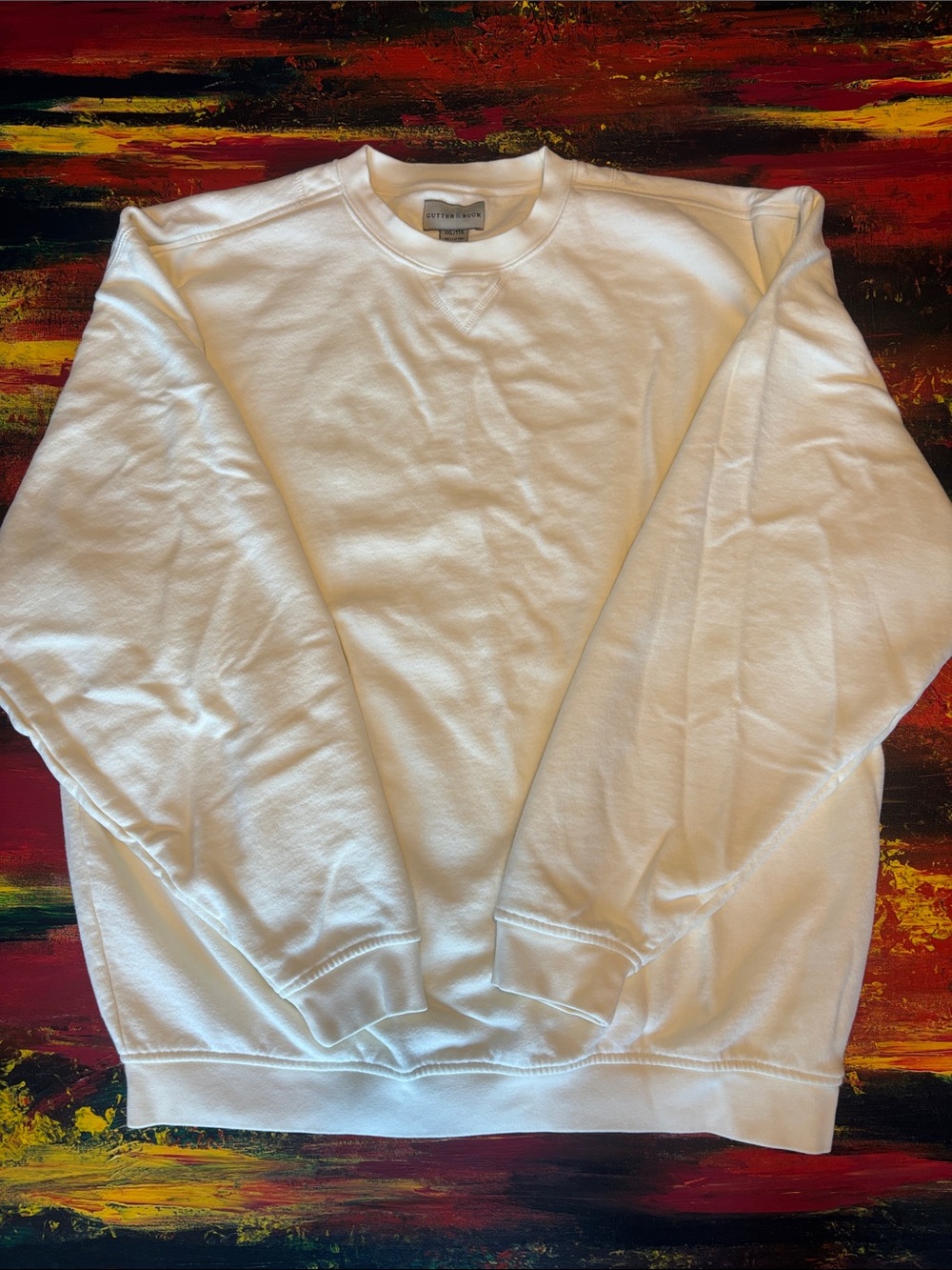 Cutter & Buck White Crewneck Sweatshirt Pullover
